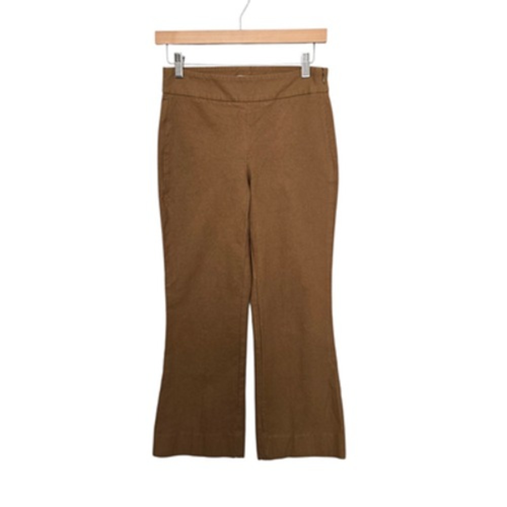 Vince Pants Womens 0 Brown Camel Side Zip‎ Cropped Flare Stretch Viscose Blend